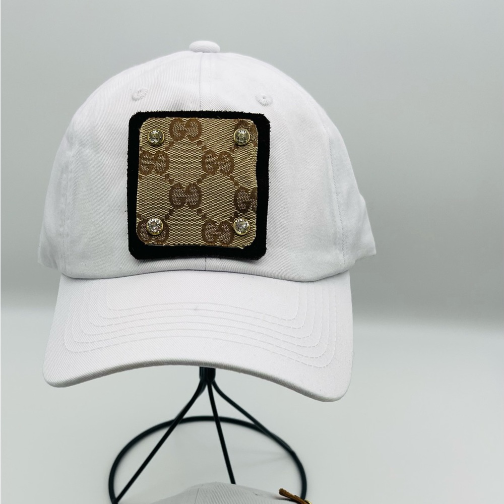Upcycled Luxury Brand White Canvas Baseball Hat